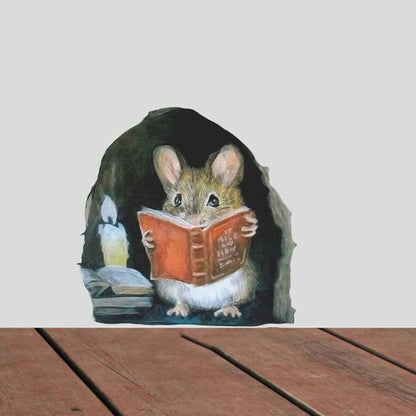 Reading Mouse Wall Decal – Funny Removable Kids Room Wall Sticker