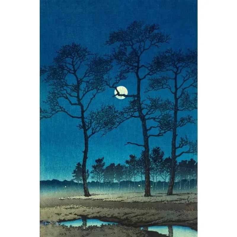 Japanese Landscape Canvas Wall Art Prints – Tree-Lined Road, Unframed