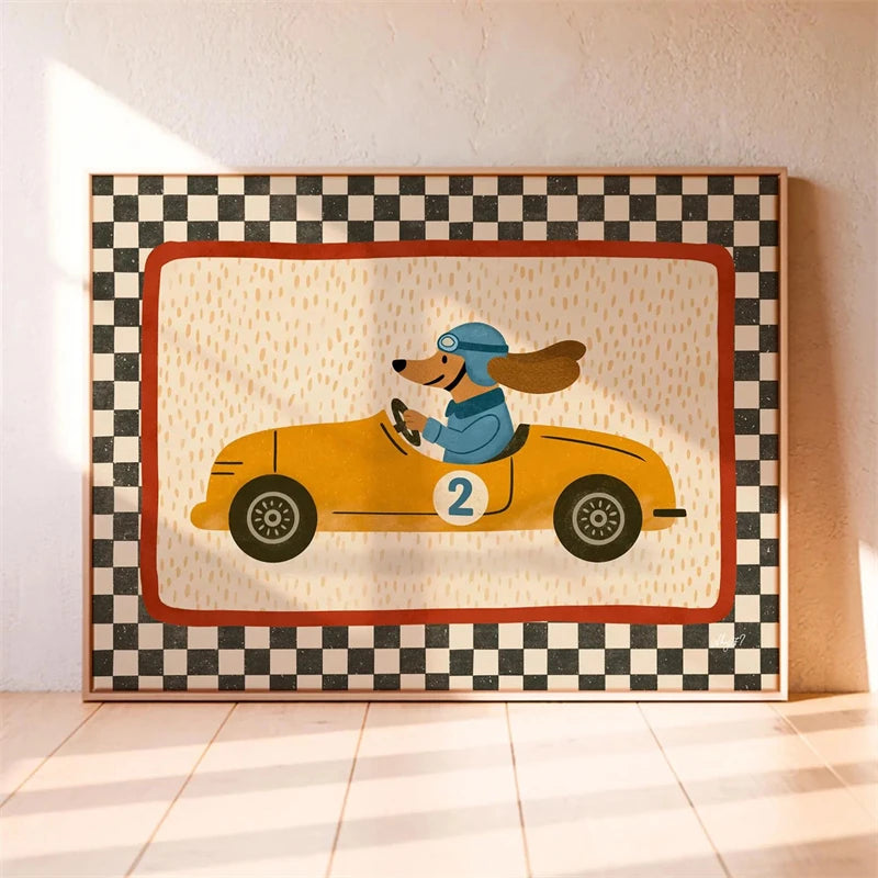 Skateboarding Dachshund Canvas Wall Art Print – Unframed