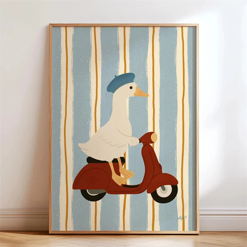 Skateboarding Dachshund Canvas Wall Art Print – Unframed
