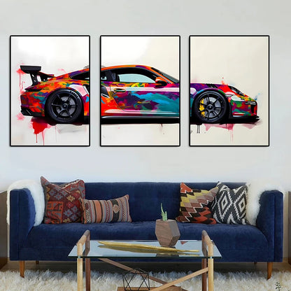 Supercar Canvas Wall Art – Set of 3 Unframed Prints
