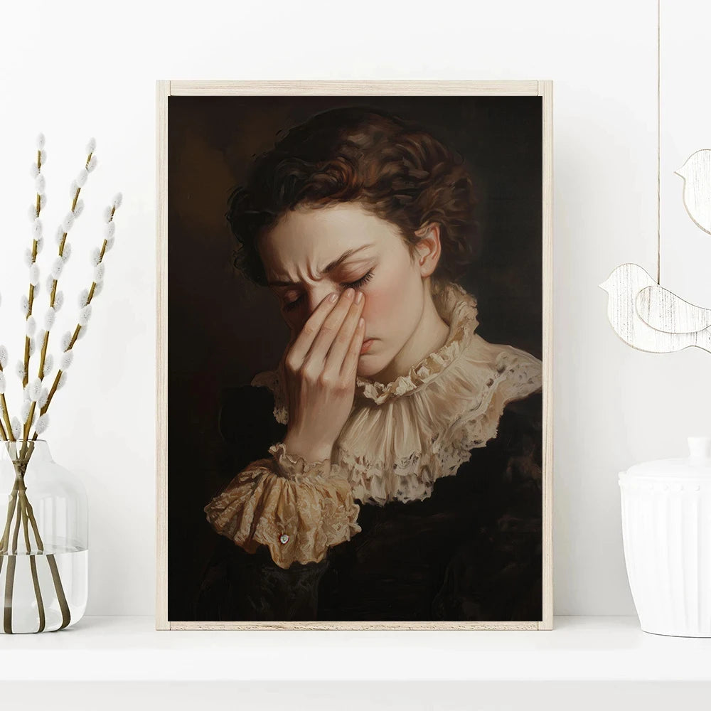 Funny Victorian Portrait Bathroom Wall Art – Unframed Canvas Print