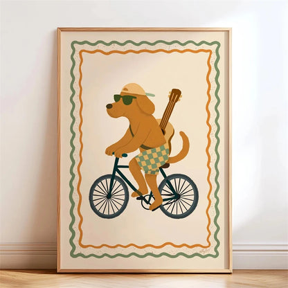 Skateboarding Dachshund Canvas Wall Art Print – Unframed