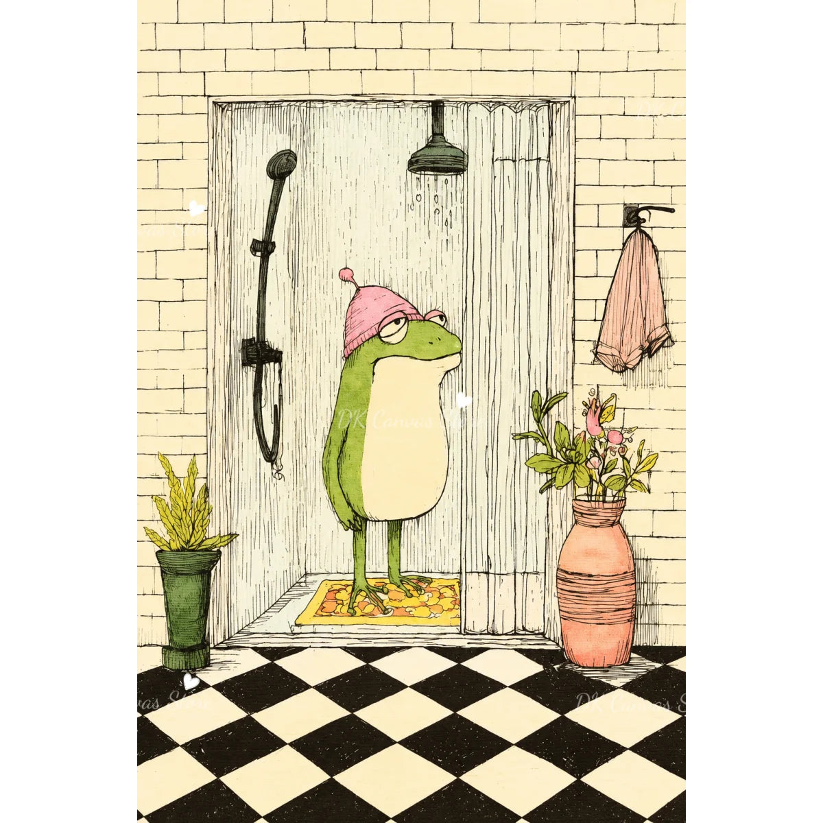 Funny Duck Toilet Paper Bathroom Wall Art – Humorous Canvas Print