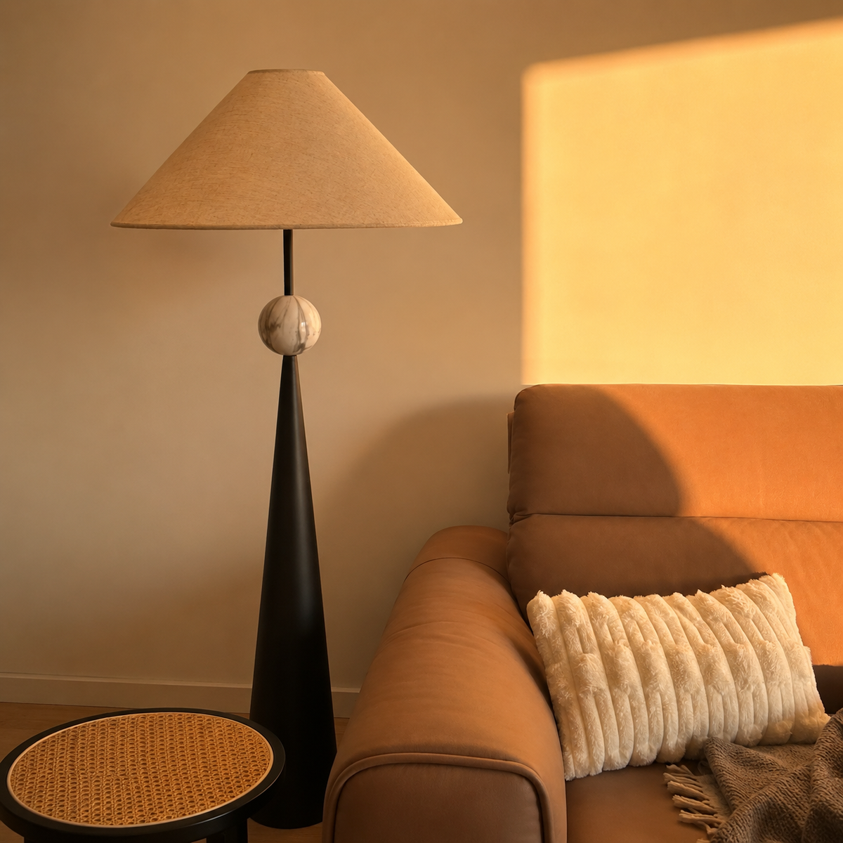 Spire Linen Floor Lamp