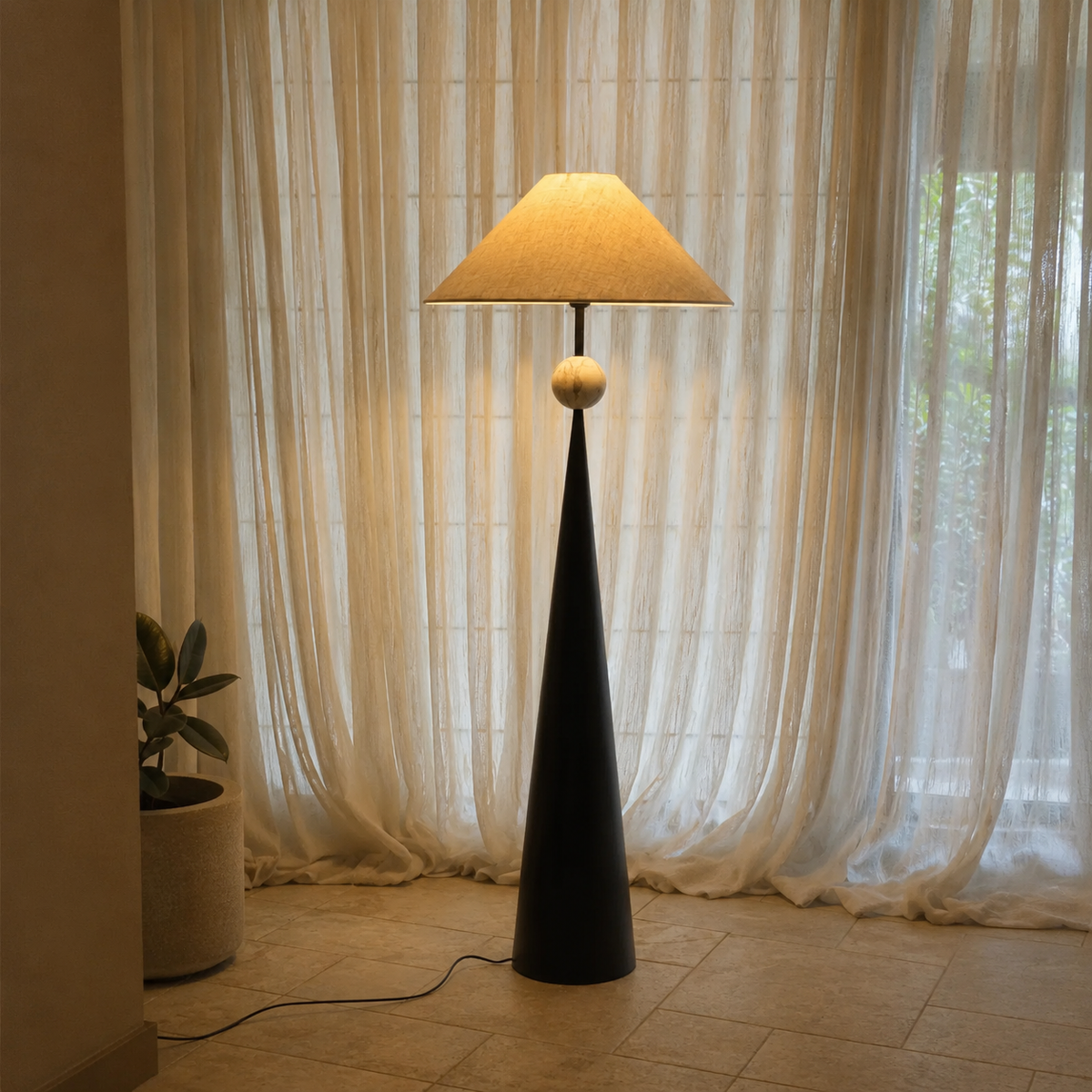 Spire Linen Floor Lamp