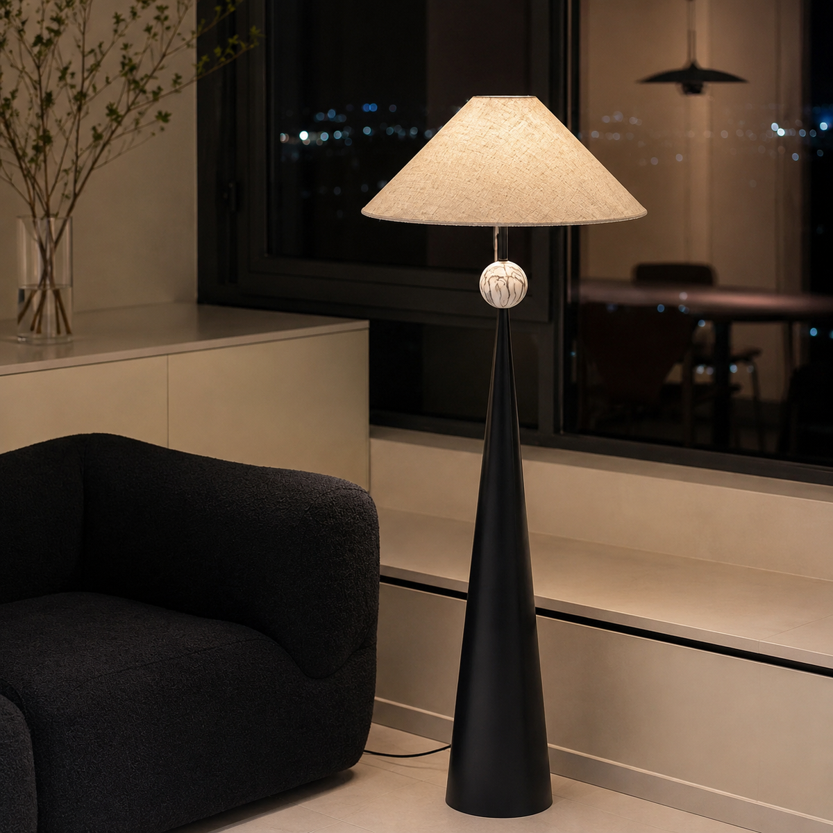 Spire Linen Floor Lamp