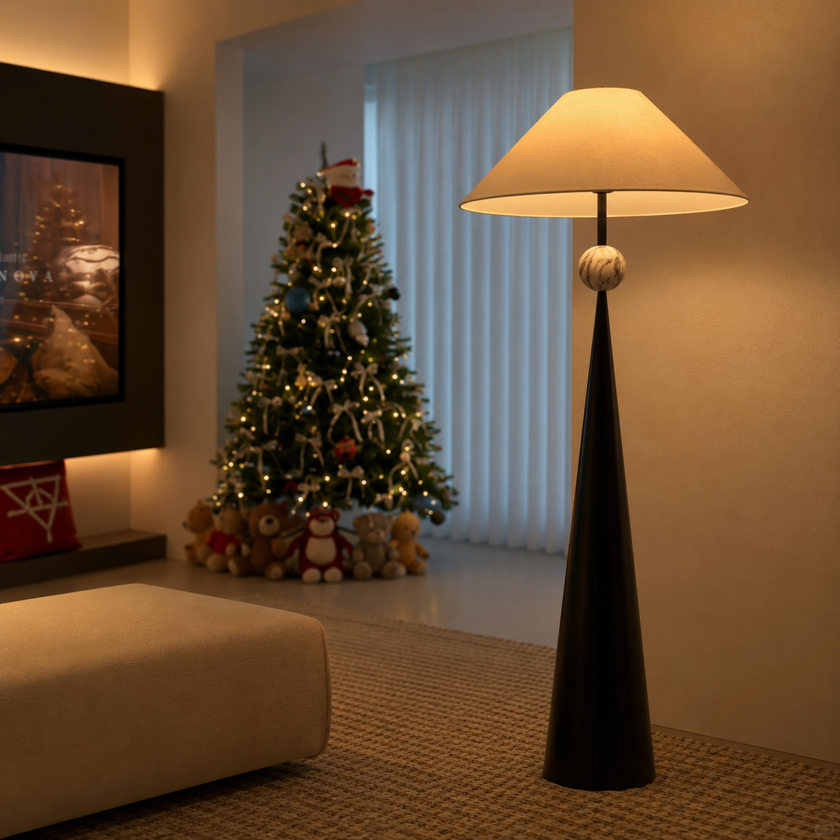 Spire Linen Floor Lamp
