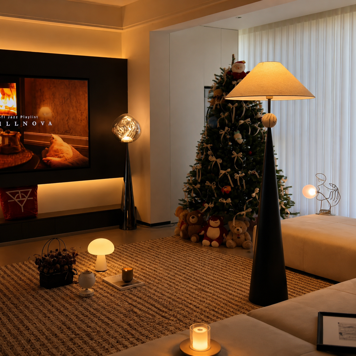 Spire Linen Floor Lamp