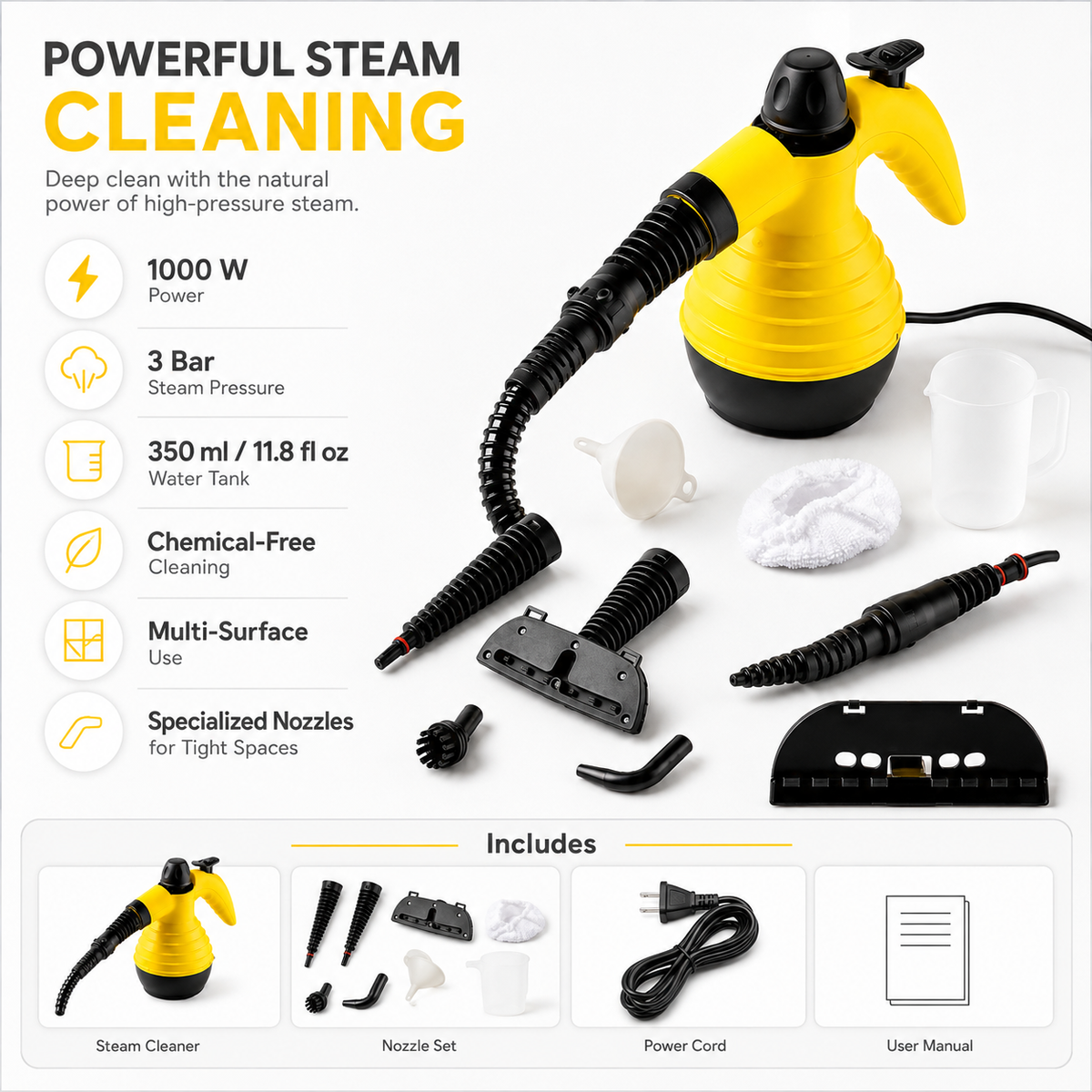 Compact Multipurpose Steam Cleaner