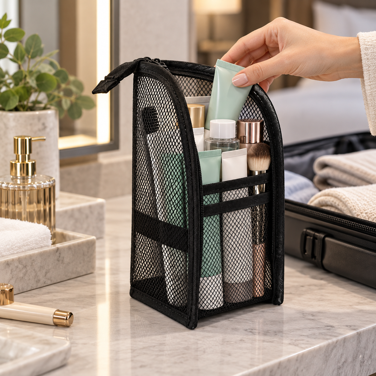 Self-Standing Travel Toiletry Bag