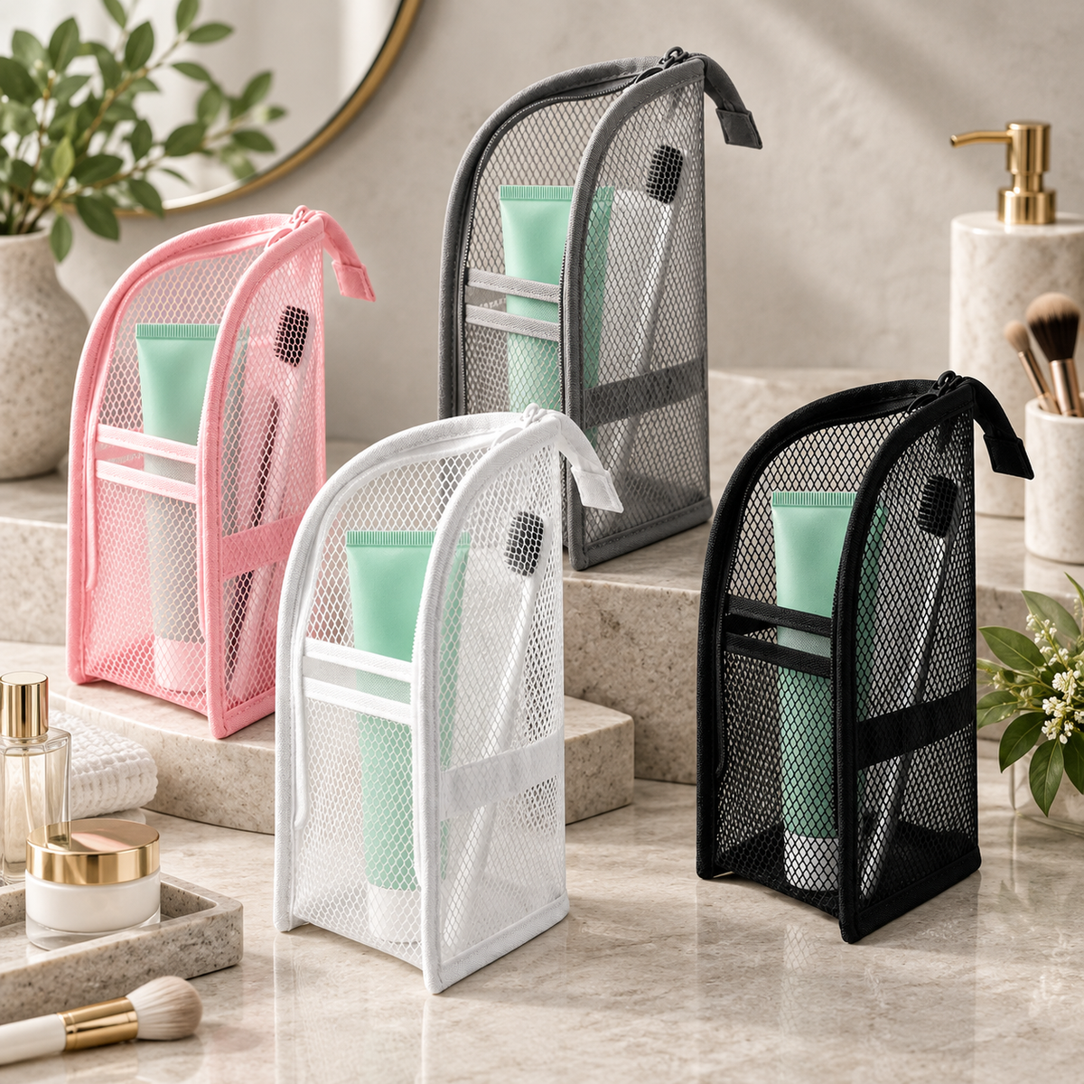 Self-Standing Travel Toiletry Bag