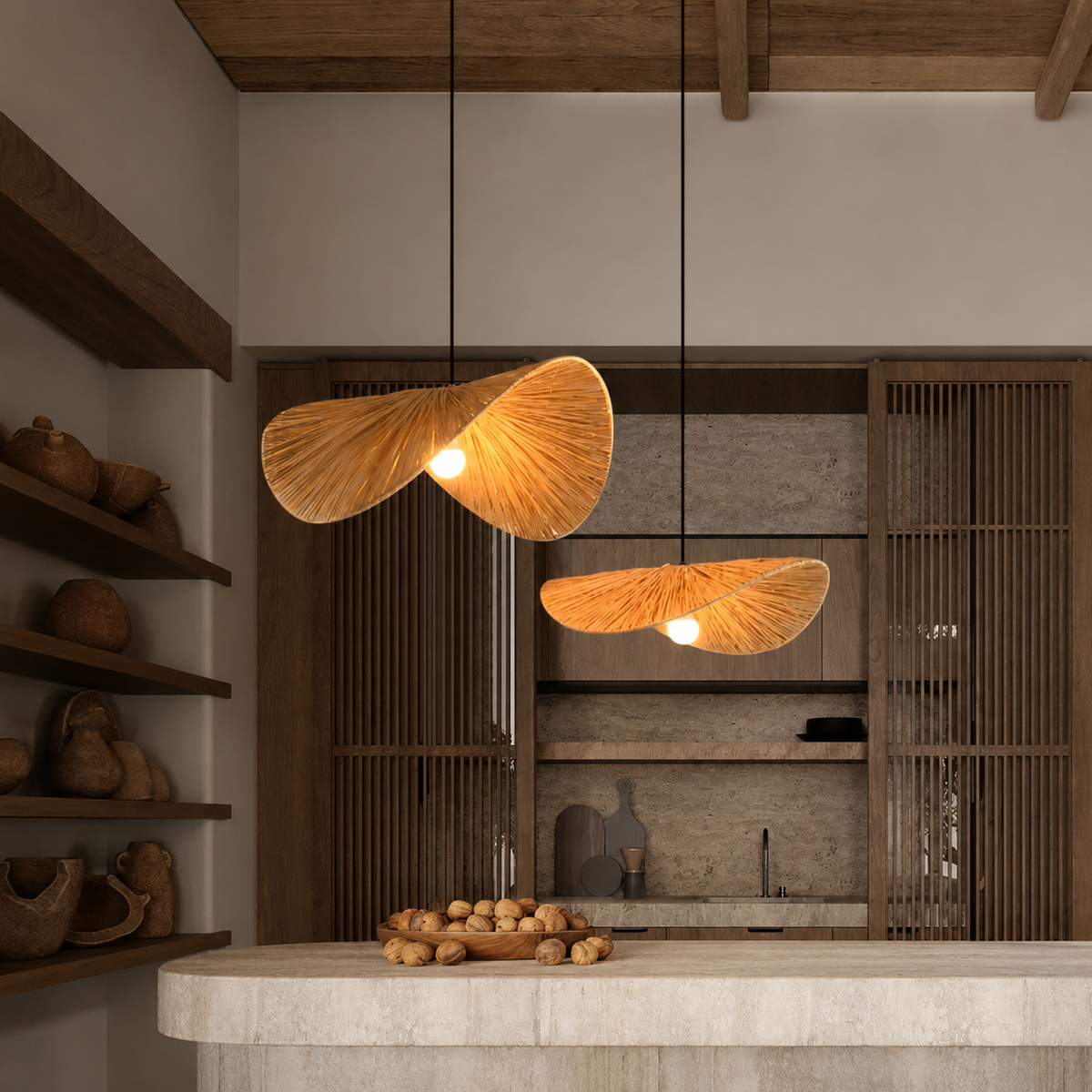 Wabi Rattan Disc Pendant Light