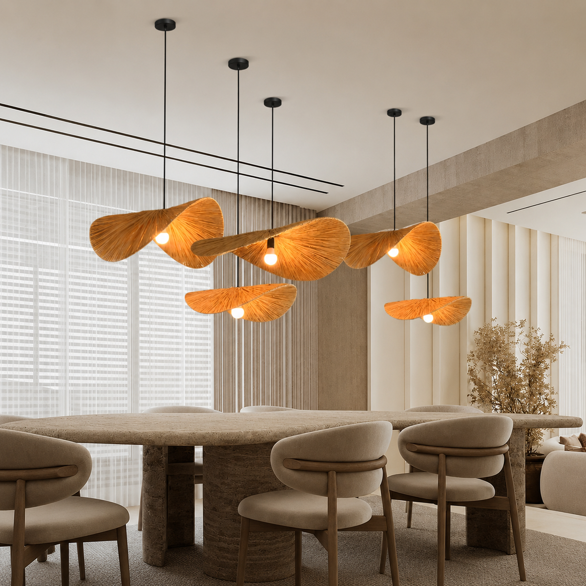 Wabi Rattan Disc Pendant Light