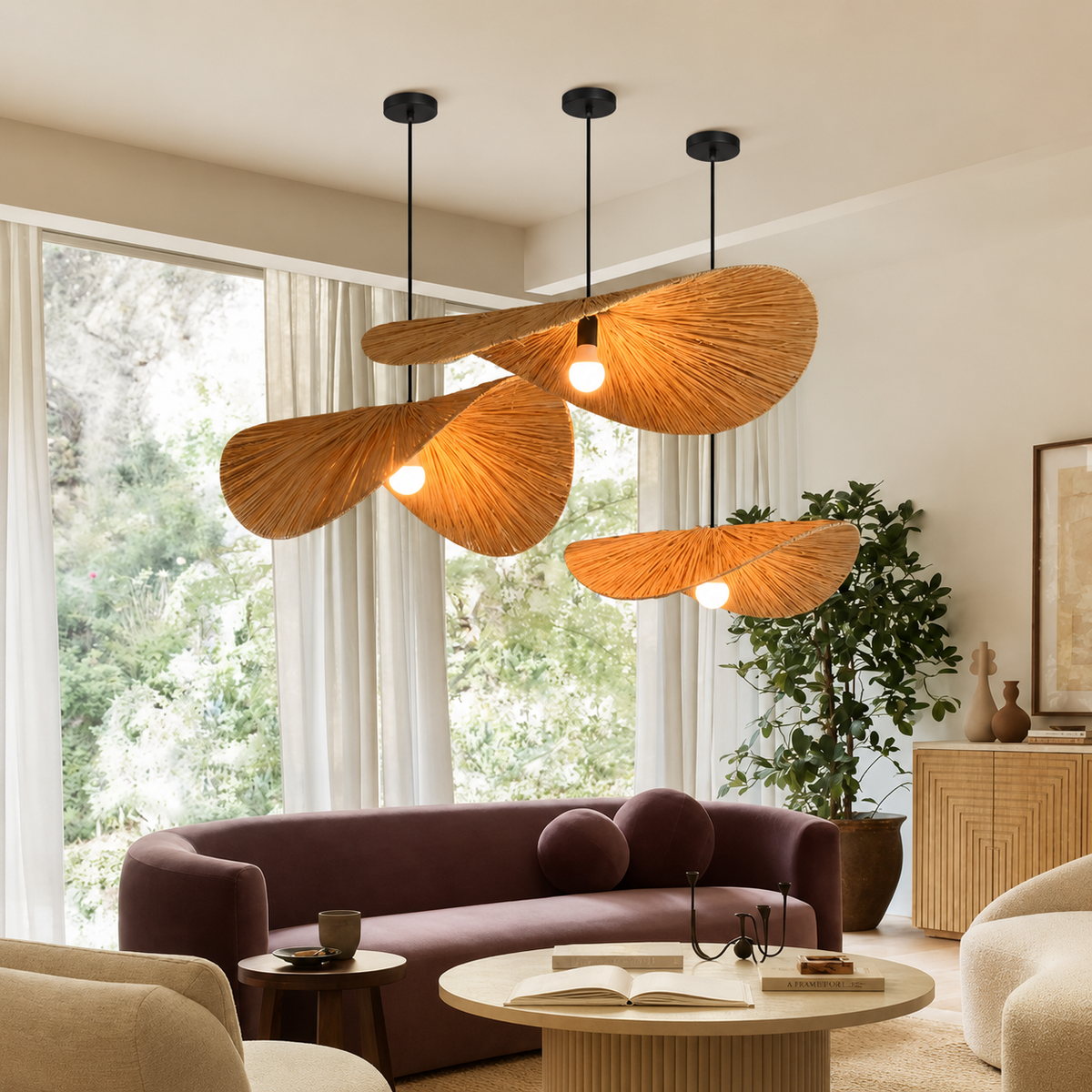 Wabi Rattan Disc Pendant Light