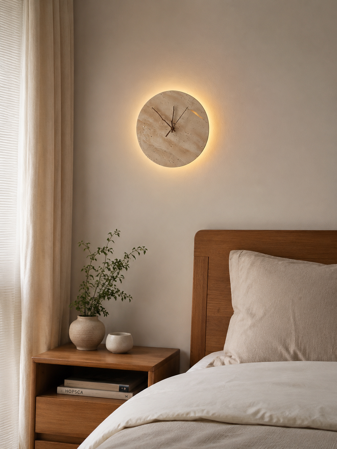 Travertine Marble Round Wall Clock
