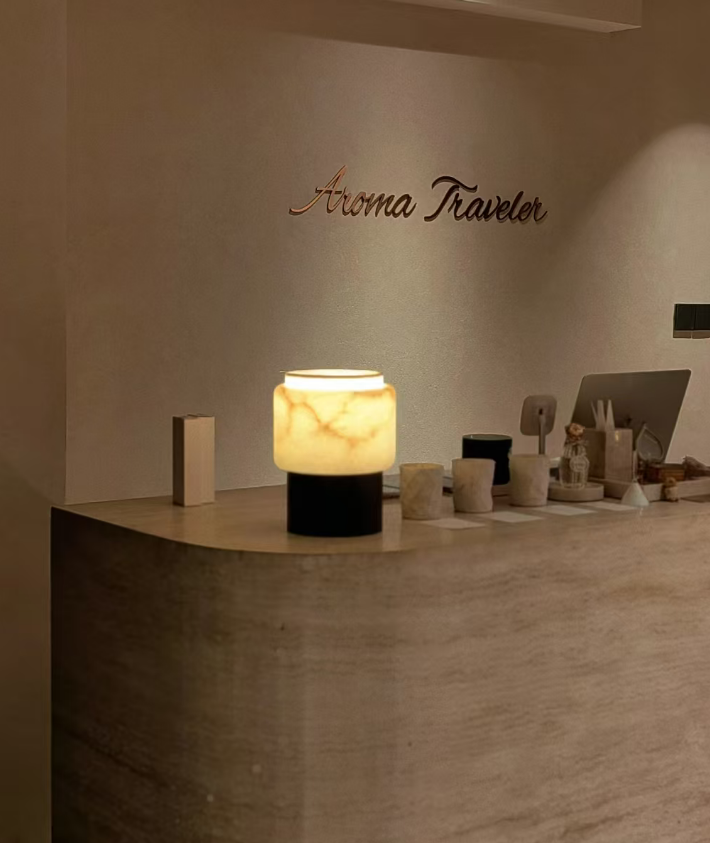 Noma Alabaster Walnut Table Lamp