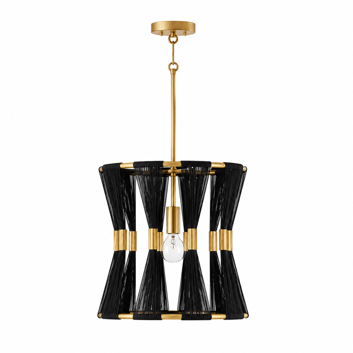 White Slatted Hourglass Pendant Light