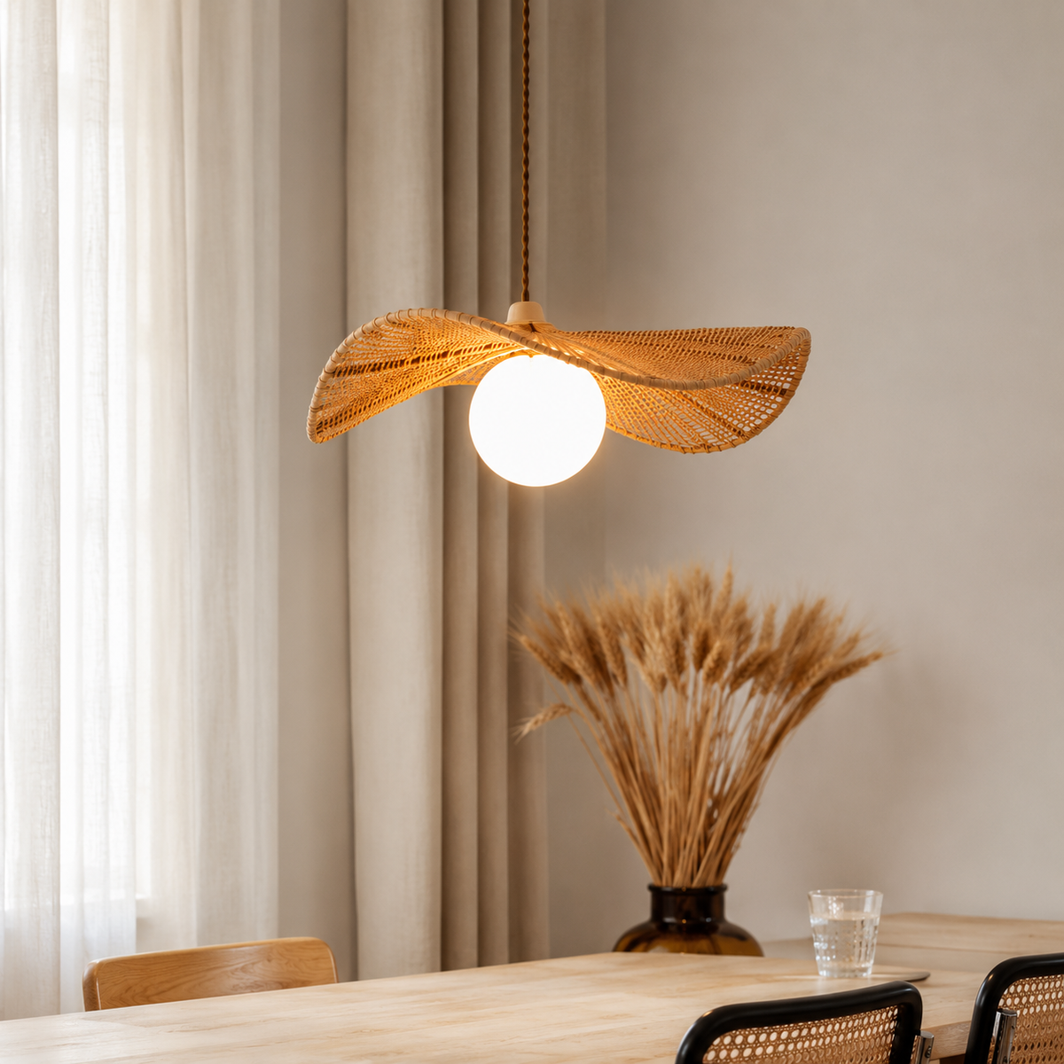 Soleil Rattan Wing Pendant
