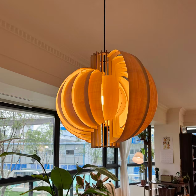 Orb Wood Pendant Light