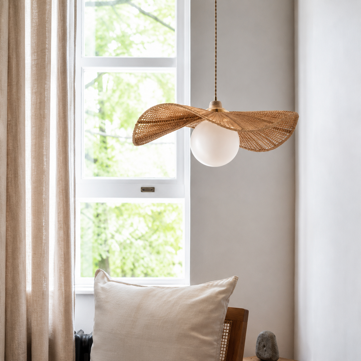 Soleil Rattan Wing Pendant