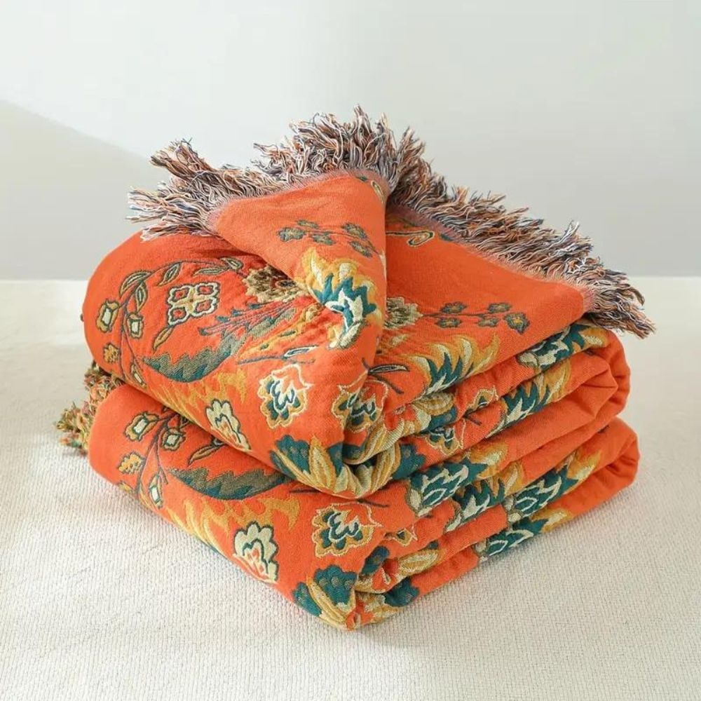 Reversible Cotton Fringe Throw