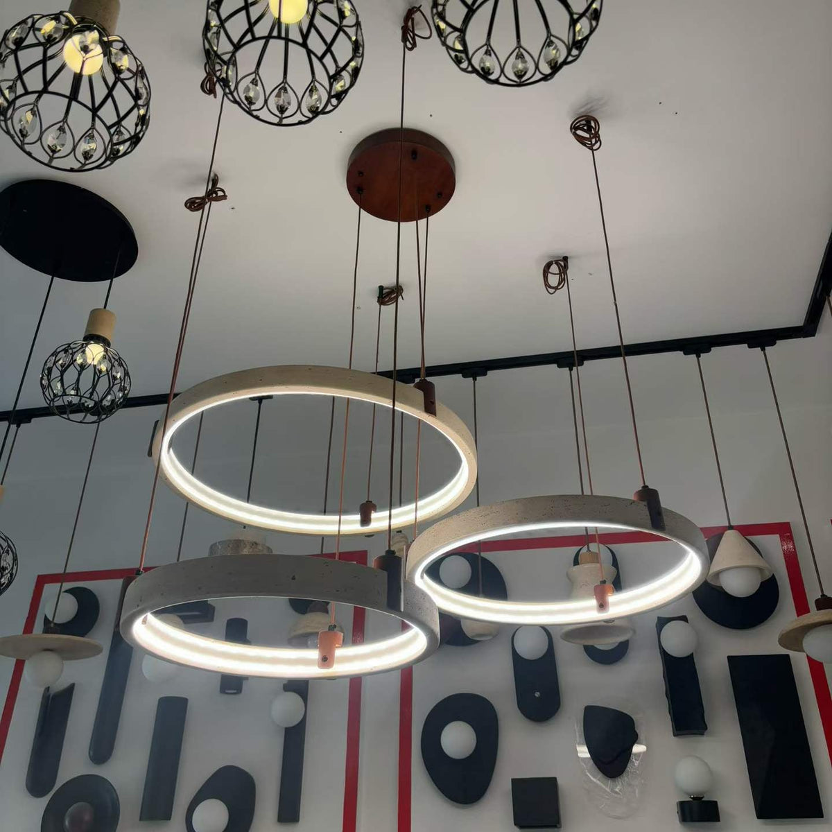 Strata Travertine Ring Chandelier