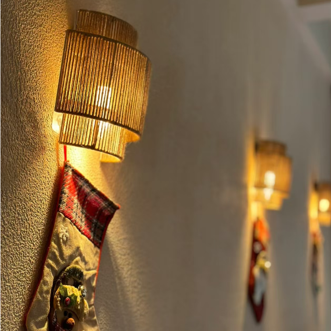 Woven Rope Drum Wall Sconce