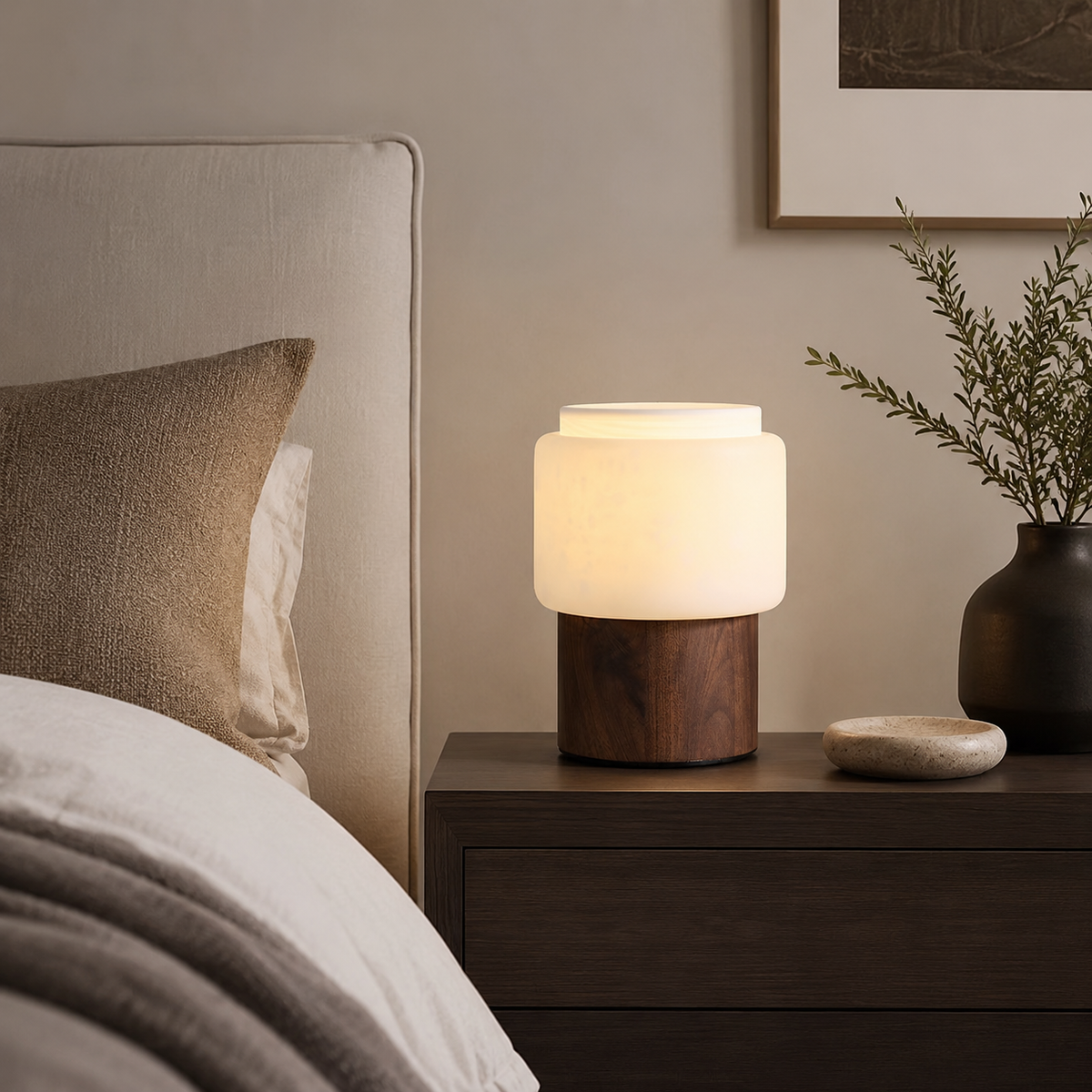 Noma Alabaster Walnut Table Lamp