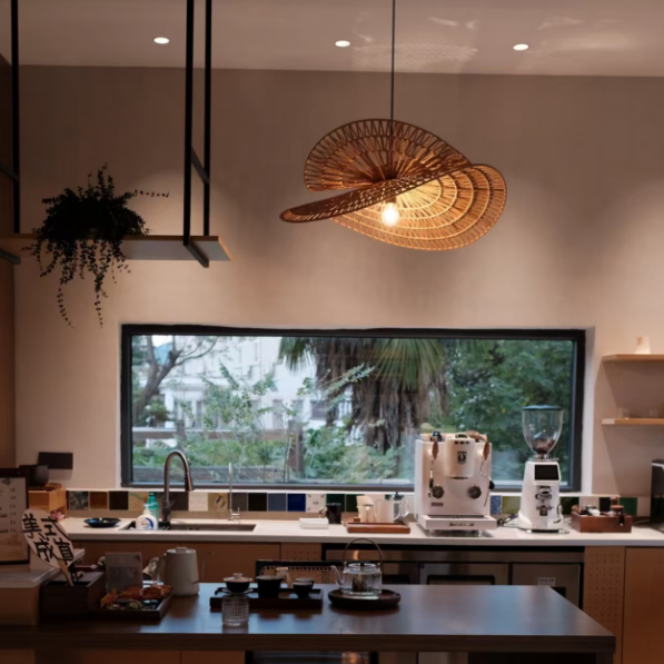 Natural Woven Fringe Pendant Light