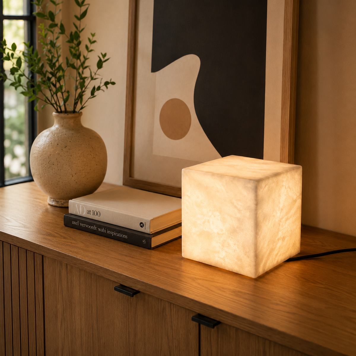 Cube Alabaster Table Lamp