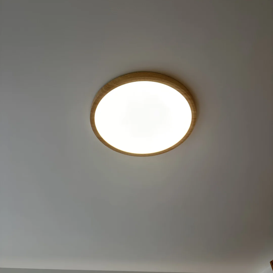 Round Wood LED Flush Mount
