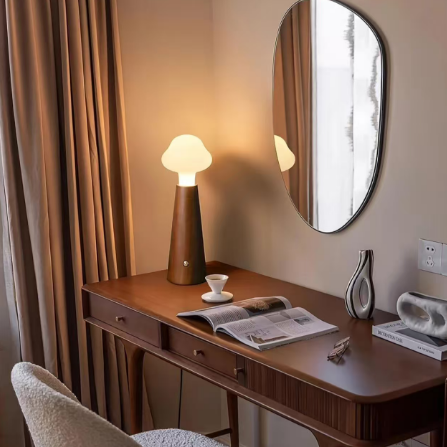 Cloud Glass Wood Table Lamp