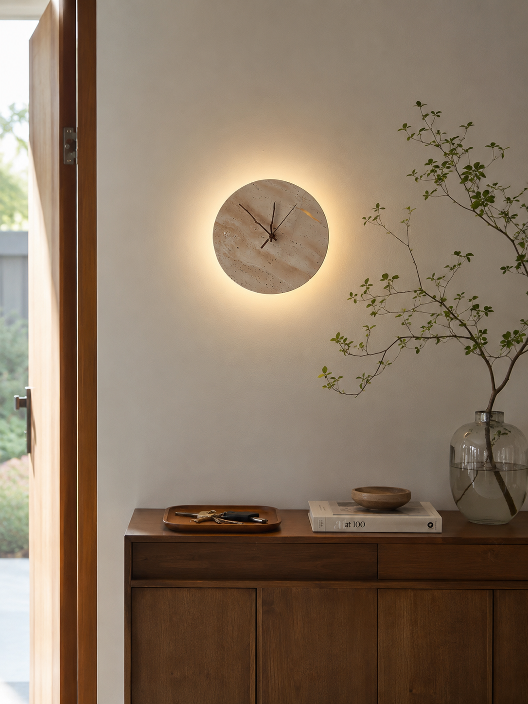 Travertine Marble Round Wall Clock
