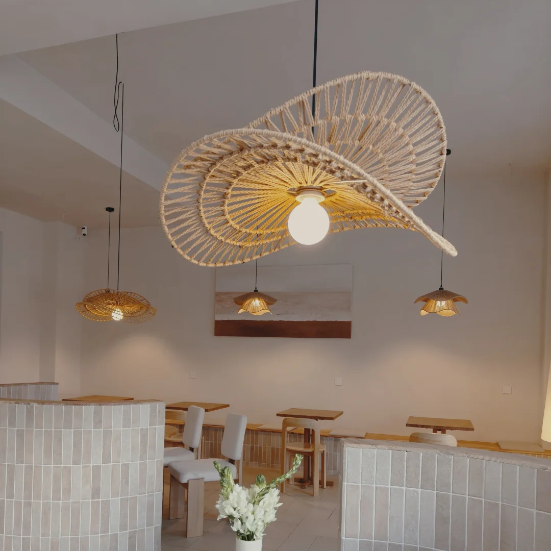 Natural Woven Fringe Pendant Light