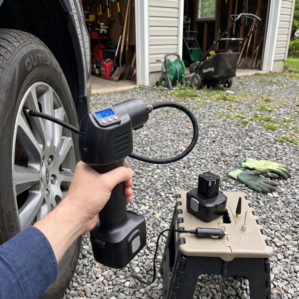 Portable Tire Inflator Rechargeable Digital Cordless Gauge lifestyle