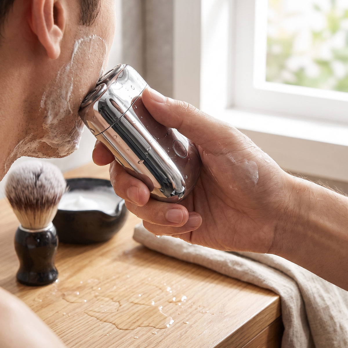 Waterproof Electric Shaver Quiet Design Dual Blade System lifestyle