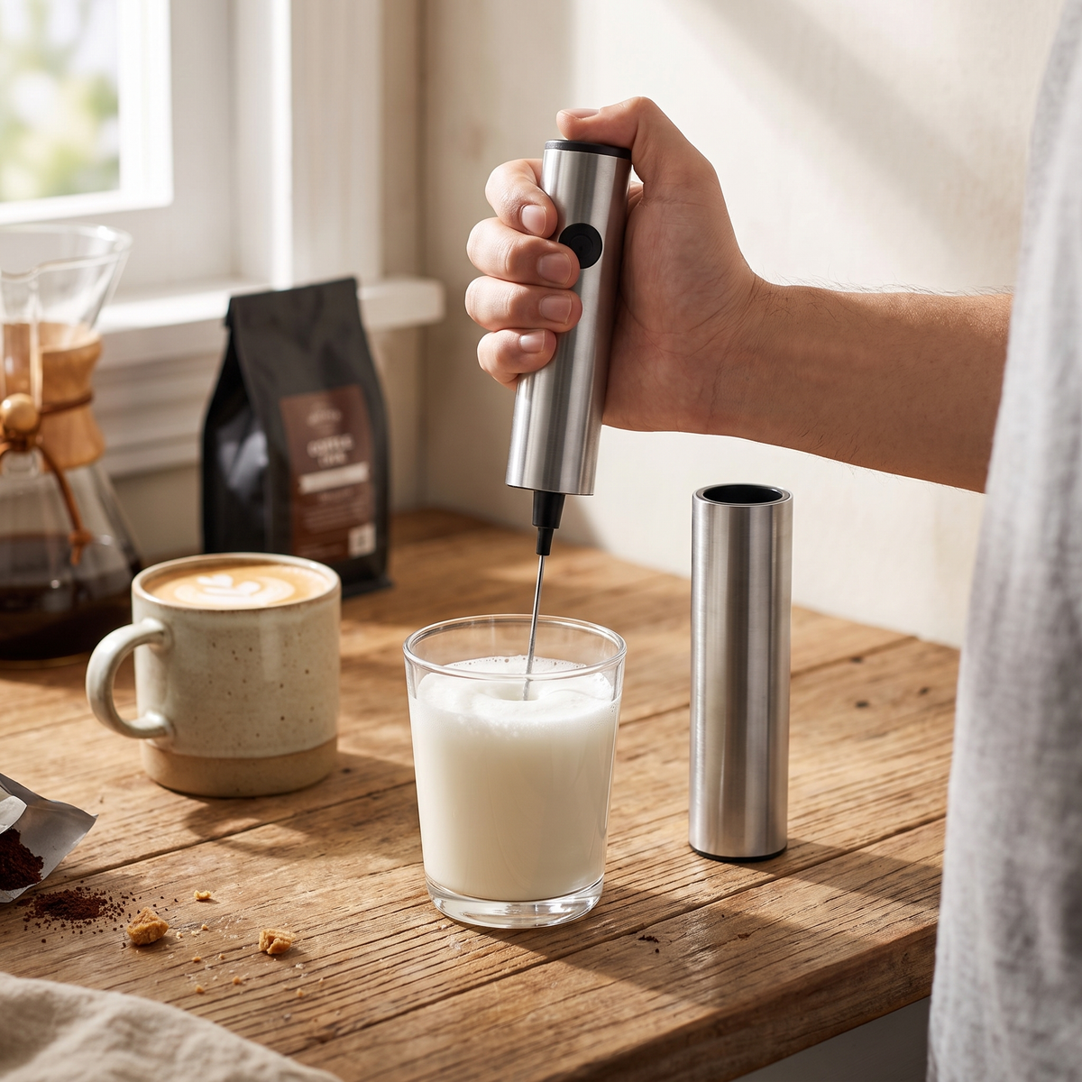 Battery Operated Milk Frother Whisk Handheld Mini Oval lifestyle