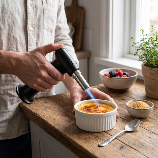 Refillable Butane Kitchen Torch Adjustable Flame Cooking lifestyle