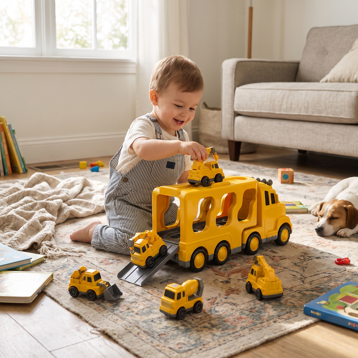 Construction Truck Toy Set Carrier Car Playset Cargo lifestyle