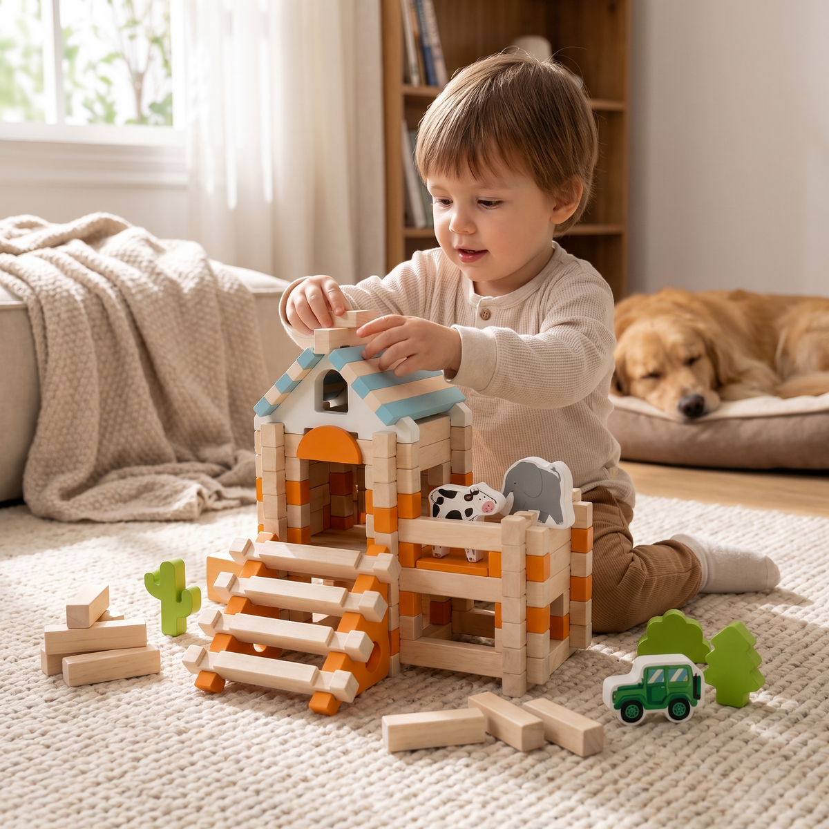 Montessori Building Blocks Wooden Creative Play Toddler lifestyle
