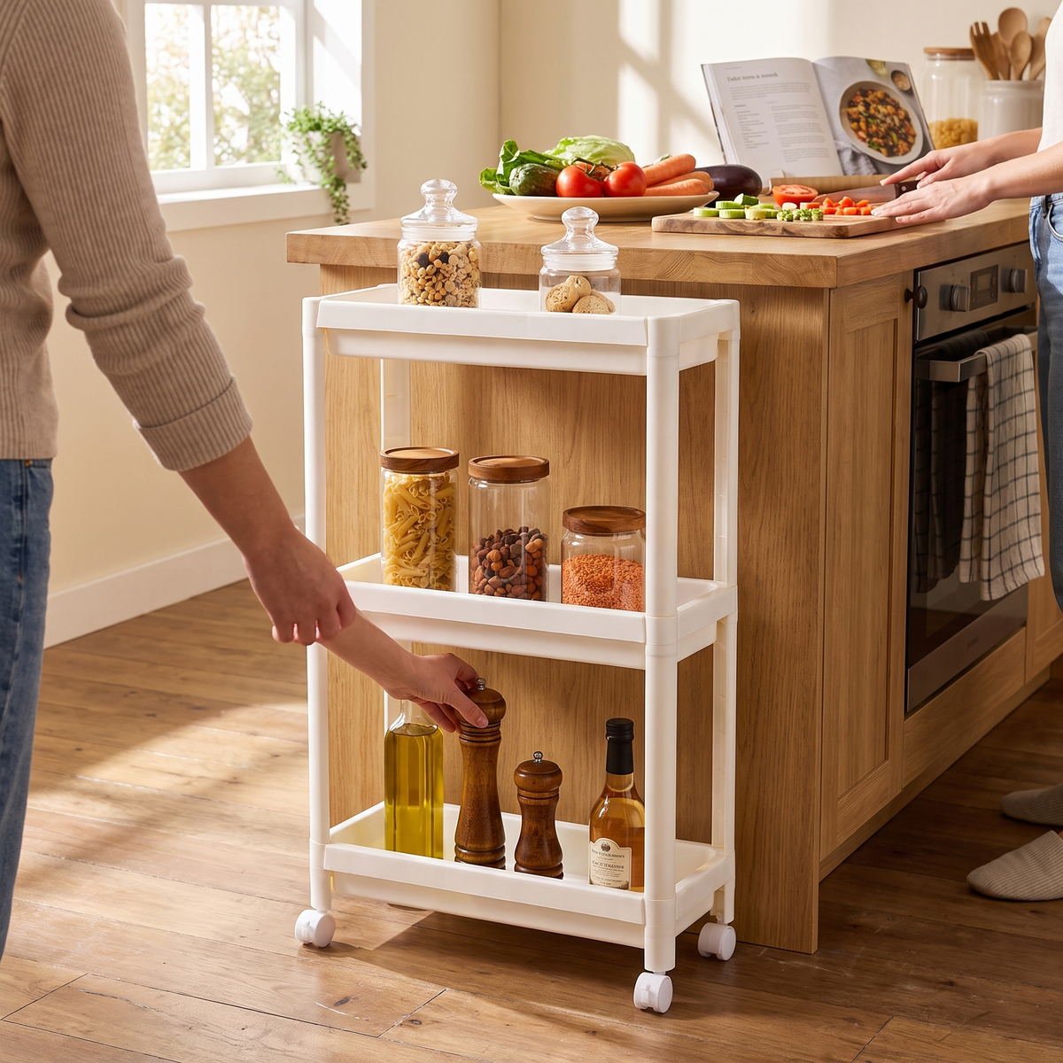 Kitchen Storage Rack Rolling Space Saving Design lifestyle