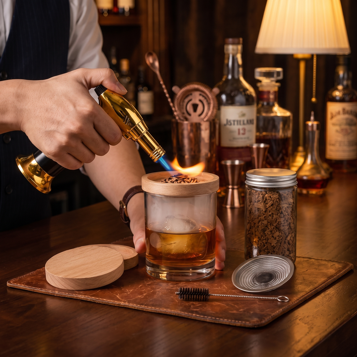 Cocktail Smoker Torch Wood Chip Kit Home Bar lifestyle