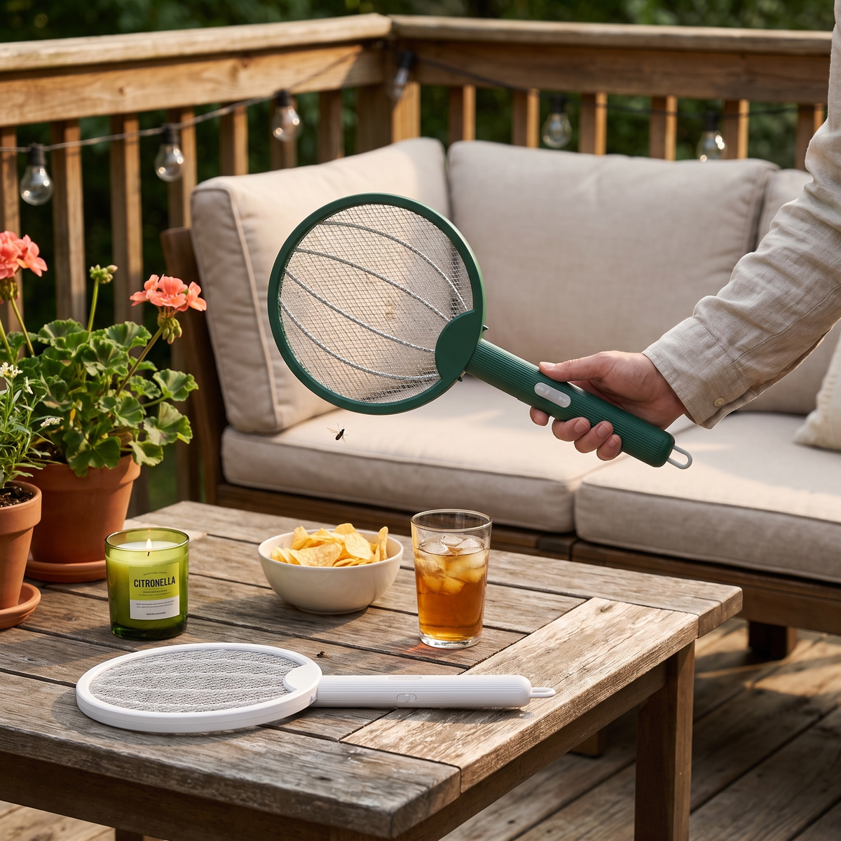 Electric Mosquito Racket Foldable Zapper Handle Mesh lifestyle
