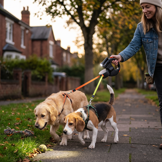 Dual Dog Leash LED Light Hands Free Design lifestyle