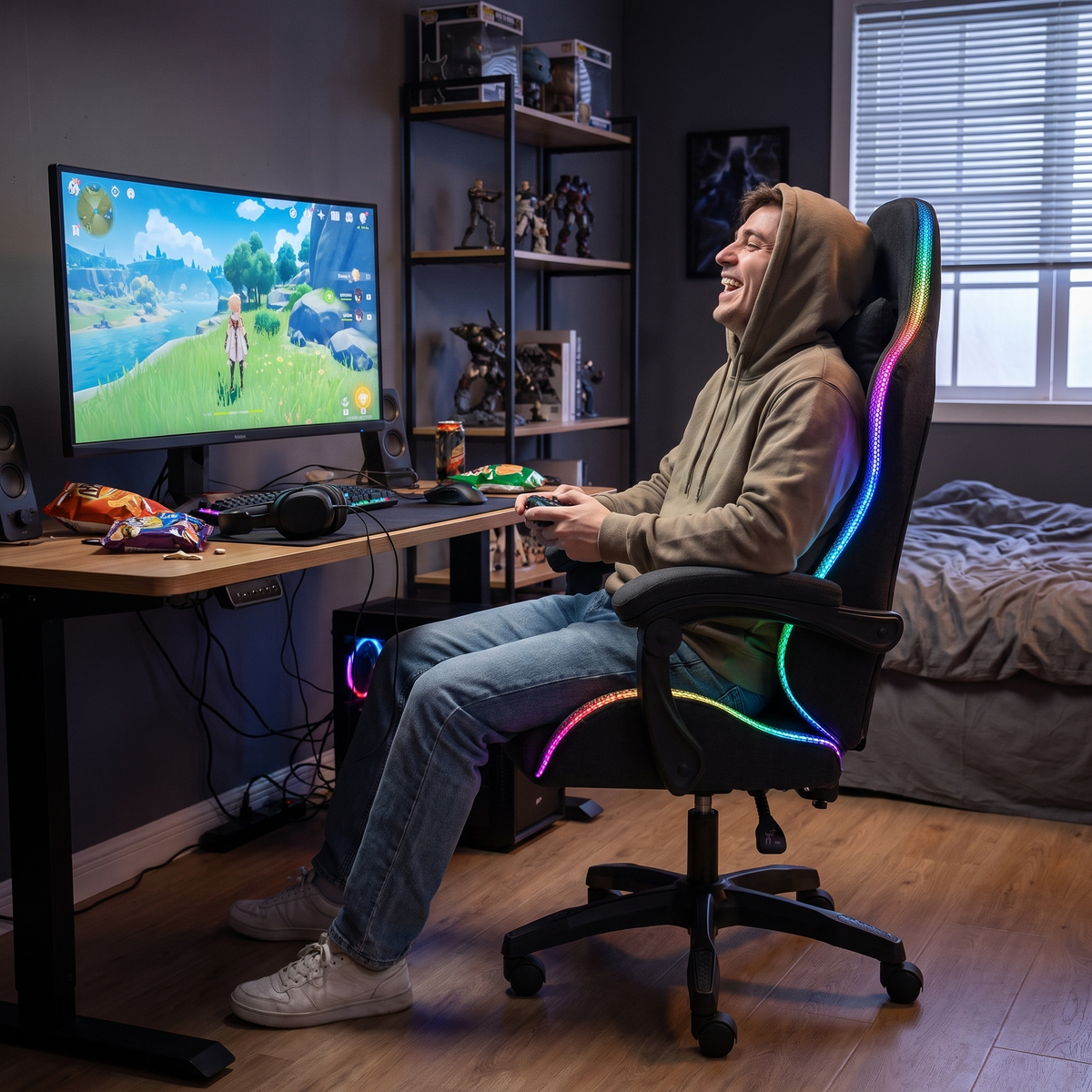 High Back Gaming Chair Rgb Recline Headrest Lumbar Support lifestyle