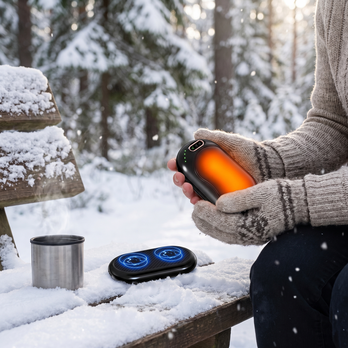 Electric Hand Warmer Rechargeable Magnetic Double Sided lifestyle