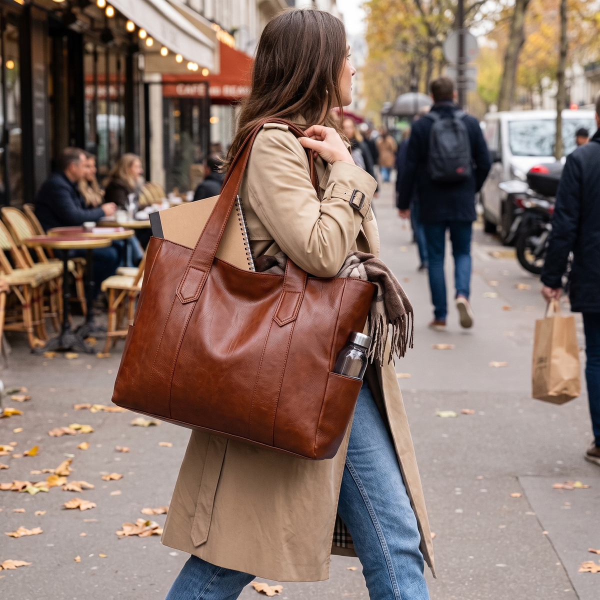 Leather Shoulder Bag Fashion Versatile Everyday Tote lifestyle