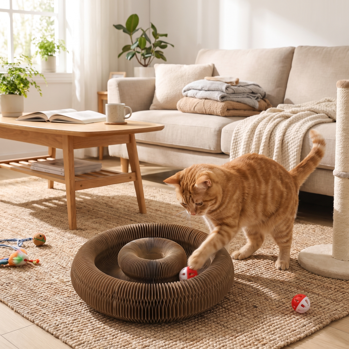Cardboard Cat Maze Foldable Scratcher Interactive Play lifestyle