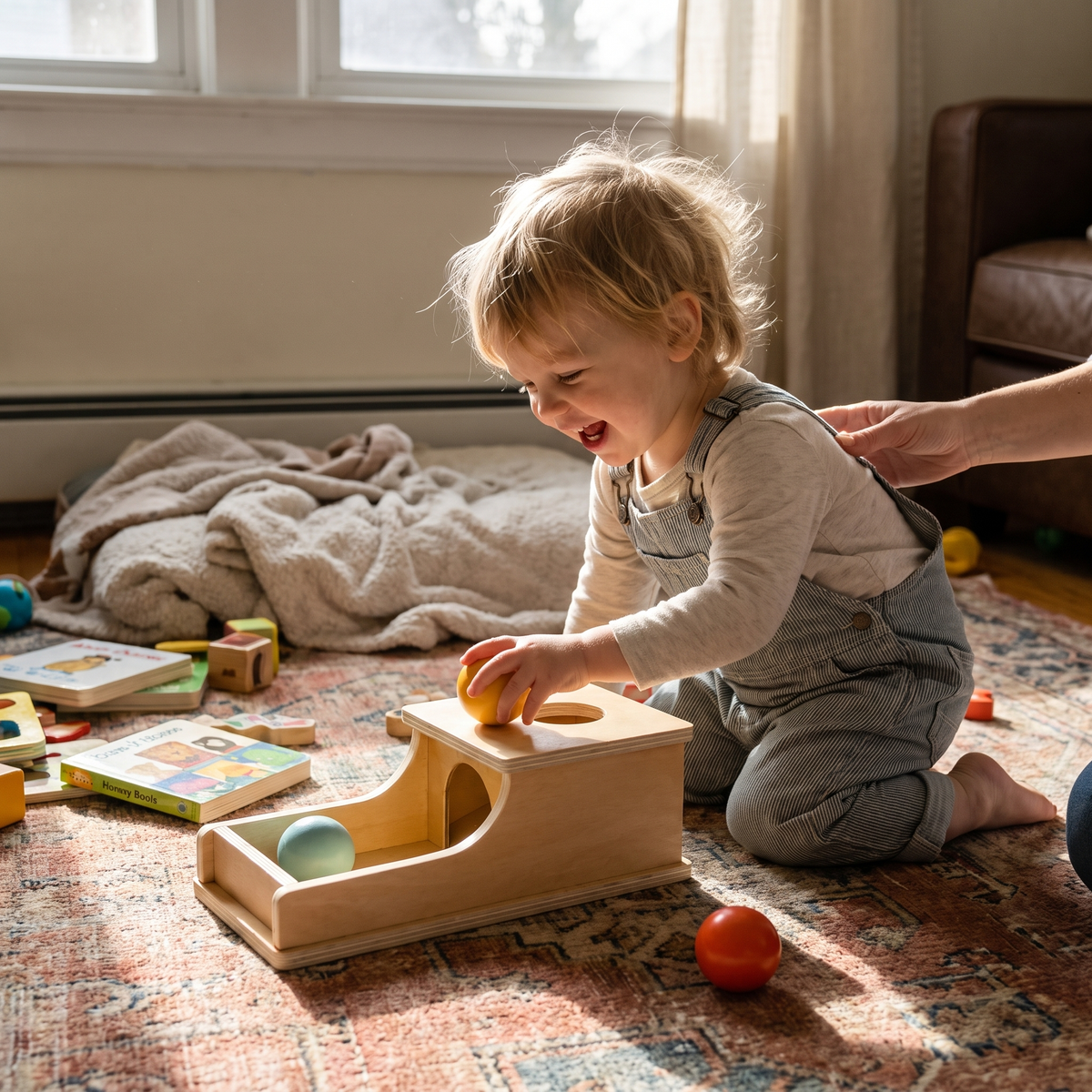Wooden Object Permanence Box Cause Effect Toy Interactive